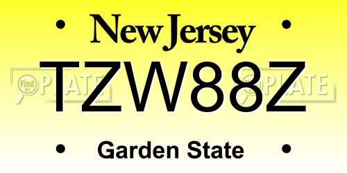 TZW88Z New Jersey License Plate