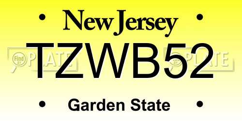 TZWB52 New Jersey License Plate