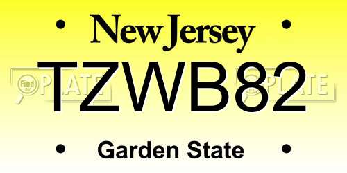 TZWB82 New Jersey License Plate