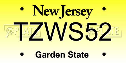 TZWS52 New Jersey License Plate