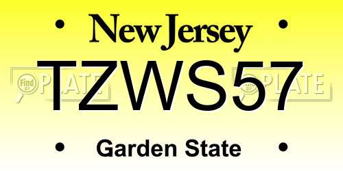 TZWS57 New Jersey License Plate