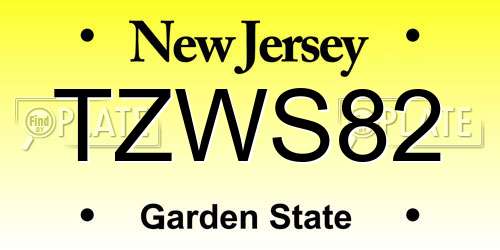 TZWS82 New Jersey License Plate