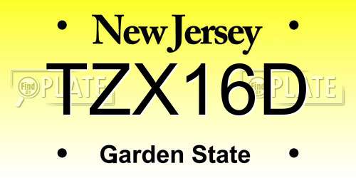 TZX16D New Jersey License Plate