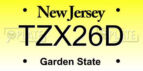 TZX26D New Jersey License Plate