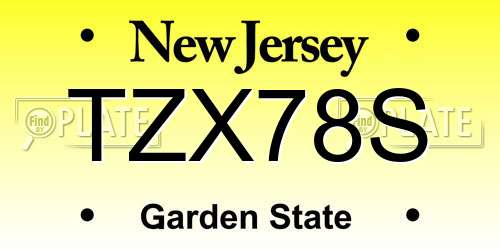 TZX78S New Jersey License Plate