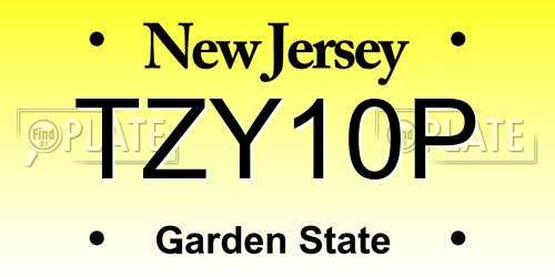 TZY10P New Jersey License Plate