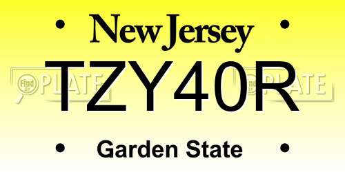 TZY40R New Jersey License Plate