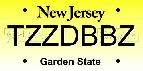 TZZDBBZ New Jersey License Plate