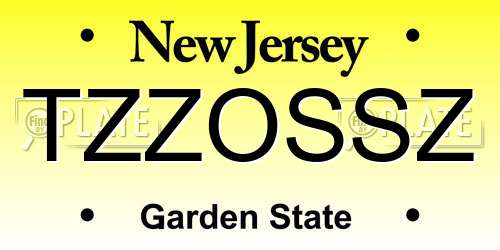 TZZOSSZ New Jersey License Plate