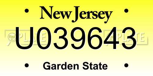U039643 New Jersey License Plate