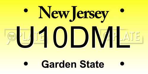 U10DML New Jersey License Plate