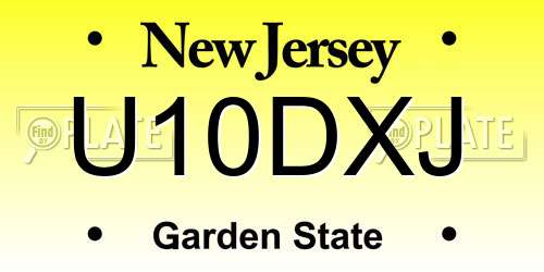 U10DXJ New Jersey License Plate