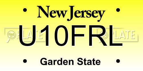 U10FRL New Jersey License Plate