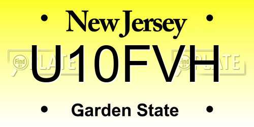 U10FVH New Jersey License Plate