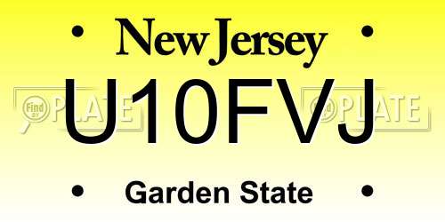 U10FVJ New Jersey License Plate