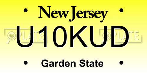 U10KUD New Jersey License Plate