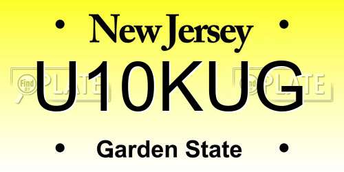 U10KUG New Jersey License Plate