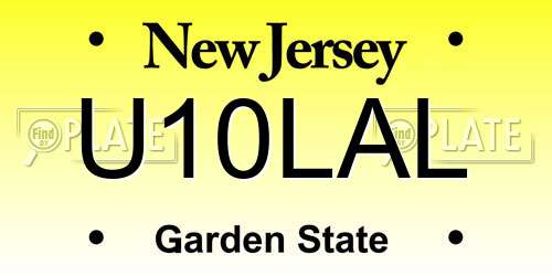 U10LAL New Jersey License Plate