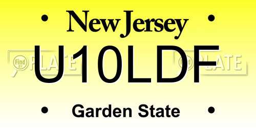 U10LDF New Jersey License Plate