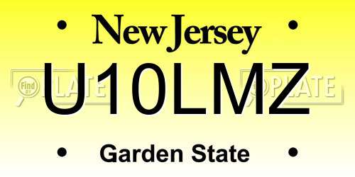 U10LMZ New Jersey License Plate