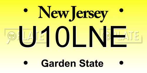 U10LNE New Jersey License Plate