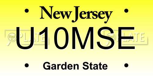 U10MSE New Jersey License Plate