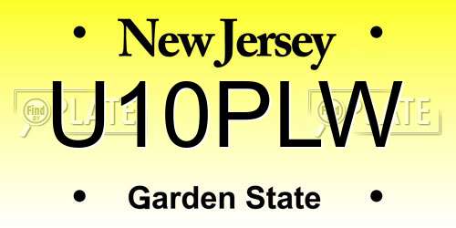 U10PLW New Jersey License Plate