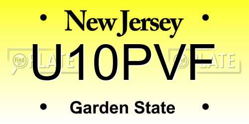 U10PVF New Jersey License Plate