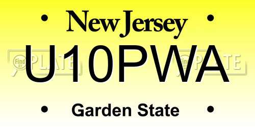 U10PWA New Jersey License Plate