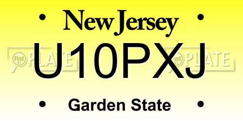 U10PXJ New Jersey License Plate