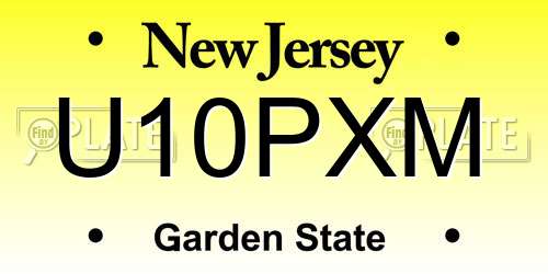 U10PXM New Jersey License Plate