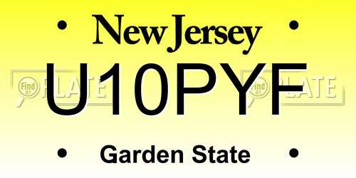U10PYF New Jersey License Plate