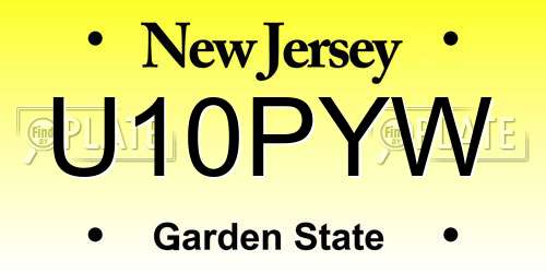U10PYW New Jersey License Plate