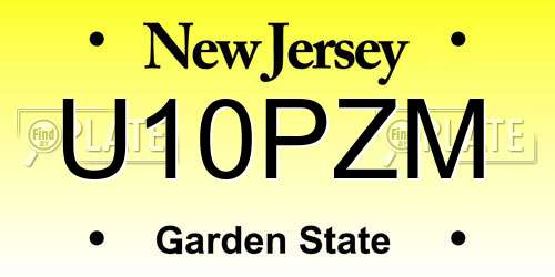U10PZM New Jersey License Plate
