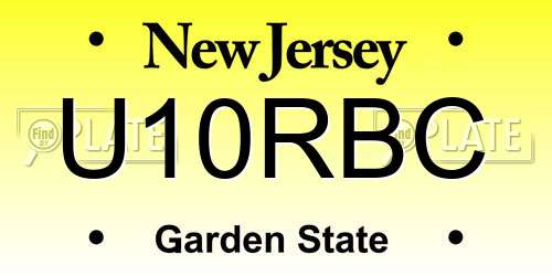 U10RBC New Jersey License Plate
