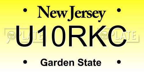 U10RKC New Jersey License Plate