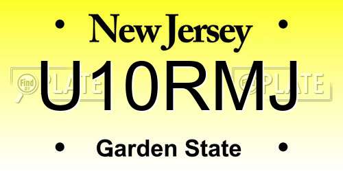 U10RMJ New Jersey License Plate