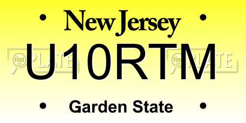 U10RTM New Jersey License Plate