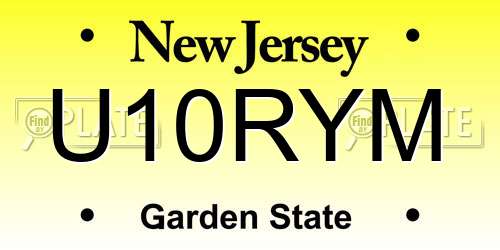 U10RYM New Jersey License Plate