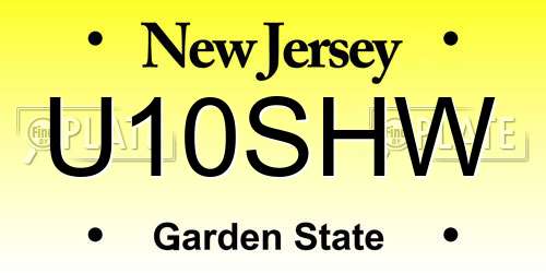 U10SHW New Jersey License Plate