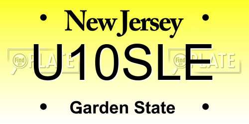 U10SLE New Jersey License Plate