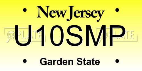U10SMP New Jersey License Plate