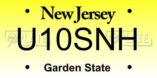 U10SNH New Jersey License Plate