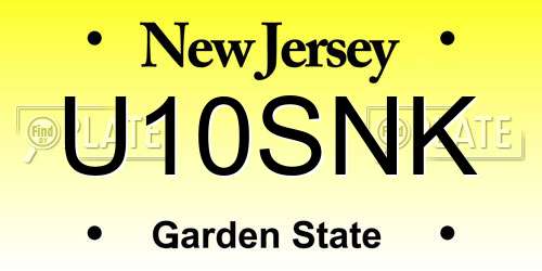 U10SNK New Jersey License Plate
