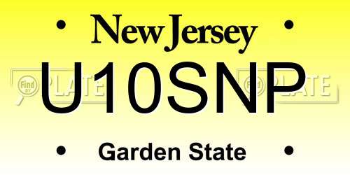 U10SNP New Jersey License Plate