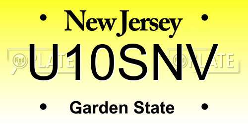U10SNV New Jersey License Plate