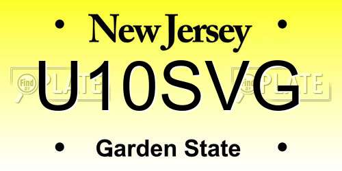 U10SVG New Jersey License Plate