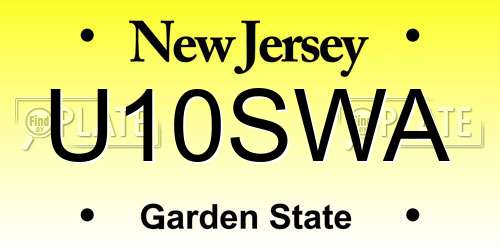 U10SWA New Jersey License Plate