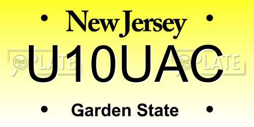 U10UAC New Jersey License Plate