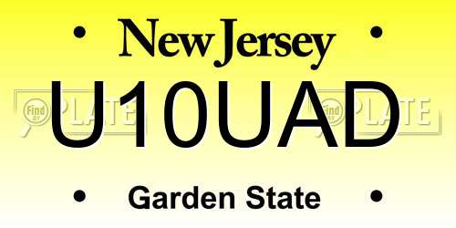 U10UAD New Jersey License Plate